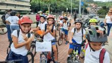 Alcuni bimbi dell'IC Molassana e Doria prima della partenza