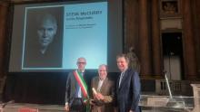 Assessore Campora, fotografo Steve McCurry, presidente fondazione Palazzo Ducale Beppe Costa