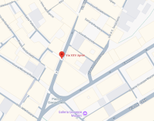 Screen da Google Maps con una cartina che mostra la zona di via XXV Aprile e dintorni