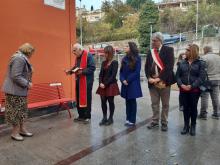 Inaugurazione panchina rossa piazza Suppini-Benedizione Don Isidoro