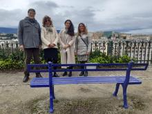 Inaugurazione panchina viola epilessia-Villani, Brusoni, Marziano, Russo