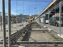 Foto della pedana parzialmente smontata scattata dal lato levante