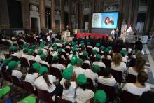 La Sala del Maggior Consiglio durante la cerimonia. Sullo schermo la foto di Federica Picasso