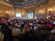 La Sala delle Grida del Palazzo della Borsa durante il Genova Global Goals Award 2025 La Sala delle Grida del Palazzo della Borsa durante il Genova Global Goals Award 2025