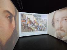 I volti di Goffredo Mameli e Michele Novaro proiettati nella nuova Sala dell'Inno I volti di Goffredo Mameli e Michele Novaro proiettati nella nuova Sala dell'Inno