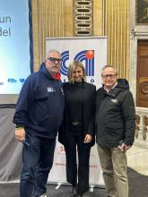 Il presidente del CSI Liguria Luca Verardo insieme all'assessore Bianchi e ad Enrico Cimaschi di ACES Europa