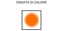Pallino arancione su sfondo bianco e la scritta "Ondata di calore" Pallino arancione su sfondo bianco e la scritta "Ondata di calore"
