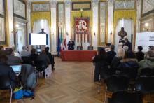 la sala di rappresentanza di palazzo Tursi