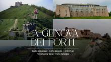 Grafica di presentazione del progetto, con un collage dei cinque forti e al centro la scritta "La Genova dei Forti"