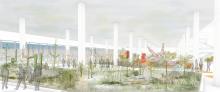 render del parco sotto il ponte