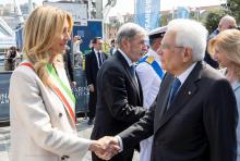 Veliero Amerigo Vespucci-Sindaca Salis saluta il Presidente Mattarella