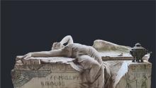 La card digitale con la foto della statua dell'Angelo Caduto