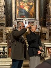 L'assessore Montanari insieme alla sindaca Salis durante la visita in Cattedrale L'assessore Montanari insieme alla sindaca Salis durante il tour
