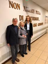 Sindaca Silvia Salis in visita all'hospice della Gigi Ghirotti ad Albaro