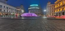 fontana illuminata di rosa