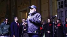 Il sindaco Bucci sul palco
