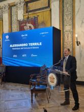 L'intervento del vicesindaco Terrile durante il convegno Ge-Dix
