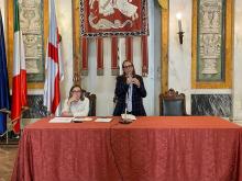 L'intervento dell'assessora al Commercio Tiziana Beghin durante la presentazione di ZAC nel Salone di Rappresentanza L'intervento dell'assessora al Commercio Tiziana Beghin durante la presentazione di ZAC nel Salone di Rappresentanza