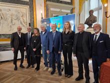 Foto di gruppo a margine della conferenza stampa in Salone di Rappresentanza. Presente anche la sindaca Salis