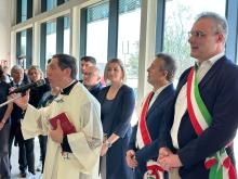 Benedizione dell'impianto da parte di don Mario Bozzo
