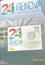 La "cartolina" di Genova 2024 Capitale Europea dello Sport con il francobollo prodotto da Poste Italiane