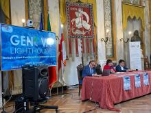 Un momento del convegno nel Salone di Rappresentanza: al tavolo il segretario Criscuolo e gli assessori Pericu e Ferrante