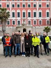 Foto ai Giardini Melis - sindaca Salis, assessora Coppola, presidente di Municipio Ceraudo, operatori Aster e Amiu