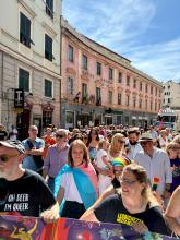 Un momento del Liguria Pride: la sindaca Salis insieme al vicesindaco Terrile