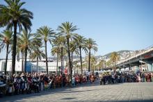 Il raduno al Porto Antico dei due cortei del Vecchio e nuovo Mondo