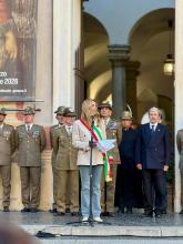 L'intervento della sindaca in piazza De Ferrari, davanti all'ingresso di Palazzo Ducale