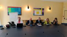 I relatori presenti alla conferenza: assessore Robotti, assessore Bruzzone e Lodi e due dipendenti comunali