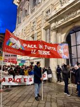 La Marcia davanti a Palazzo Tursi, in via Garibaldi