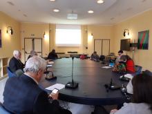 Un momento della conferenza stampa in Sala Giunta Nuova
