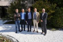 Foto di gruppo nel cortile di Palazzo Tursi: tra gli altri l'assessore Maresca e il presidente Biolé