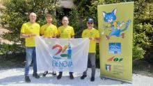 Foto di gruppo degli organizzatori della World Cup di Orienteering dopo la conferenza stampa a Tursi
