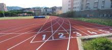 Un particolare della pista di atletica di Villa Gentile