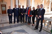 foto di gruppo nel loggiato superiore di palazzo Tursi