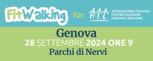 Locandina verde e azzurra di Fitwalking for AIL 2024