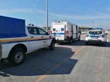 automezzi di protezione civile a piazzale Kennedy