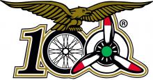 Il logo della manifestazione che mette insieme i 100 anni delle moto Guzzi, i 100 anni dell’Aeronautica unite sotto le ali dell’Aquila che Giorgio Parodi ha sempre indossato