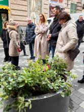 Sampierdarena: la sindaca Salis, il presidente di Municipio Colnaghi e la assessora Pericu a colloquio con alcuni cittadini 