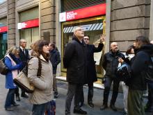 Galleria Mazzini, sopralluogo montaggio lampadari-Piciocchi e gruppo