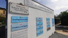 Dettaglio del "casotto" che ospita gli uffici della Spiaggia dei Bambini