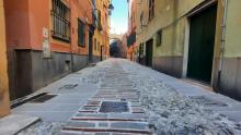 vico sotto le Murette - panoramica nuova pavimentazione - foto 13 marzo