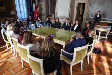 La delegazione accolta nell'Ufficio di rappresentanza del sindaco a Palazzo Tursi